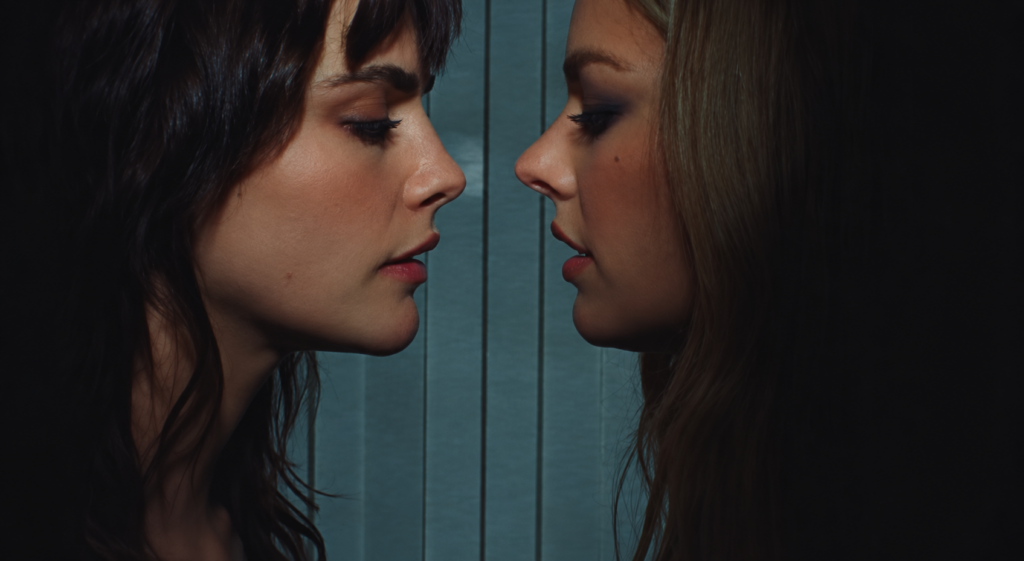Deux femmes de profil face à face dans le clip Crazy Baby de Cara Delevingne