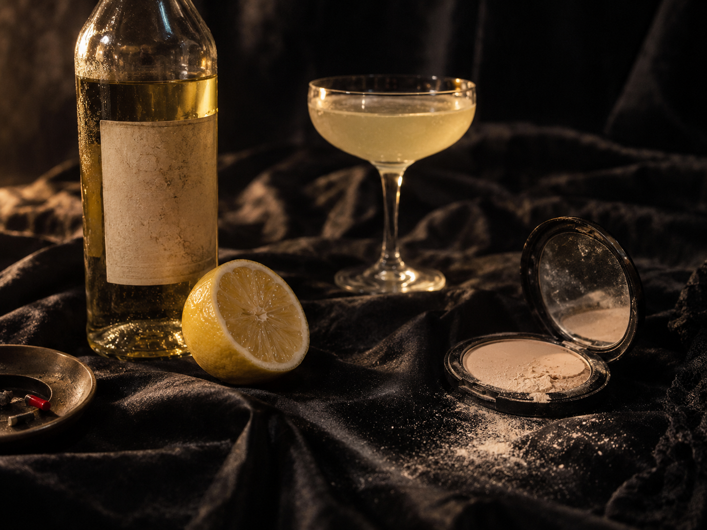 Vermouth blanc, citron et maquillage pour le cocktail Transformer de Lou Reed
