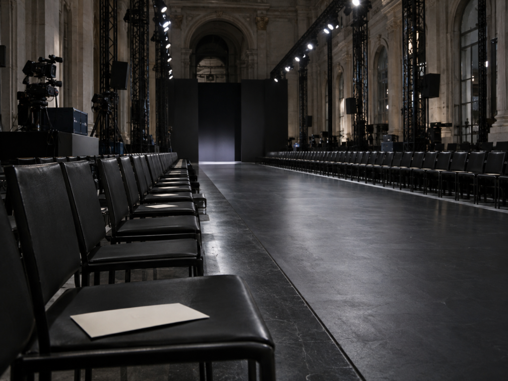 Un lieu de défilé durant la Paris Fashion Week.